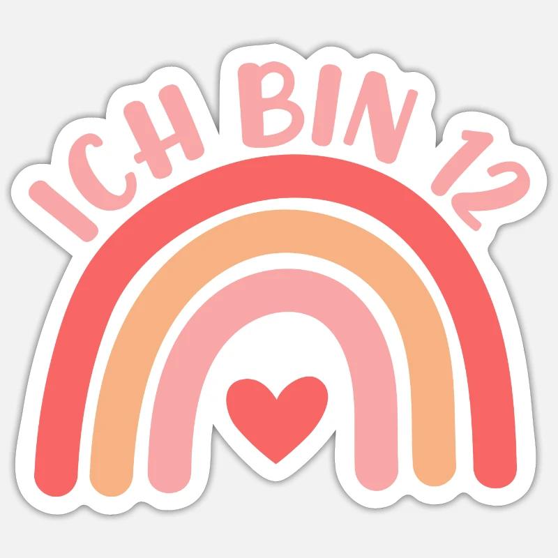 Ich bin 12 niedliche Regenbogen Design Junge Mädch Sticker size S (10 x 10 cm)