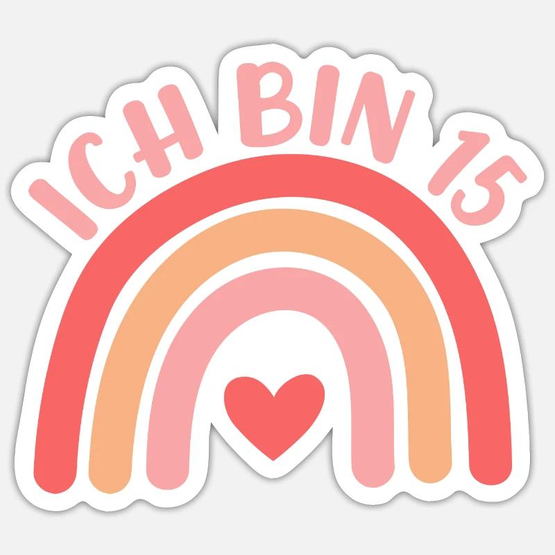 Ich bin 15 niedliche Regenbogen Design Junge Mädch Sticker size S (10 x 10 cm)