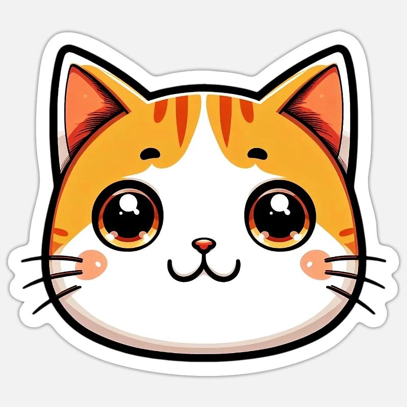 Chat - Sticker taille S (10 x 10 cm) - blanc mat