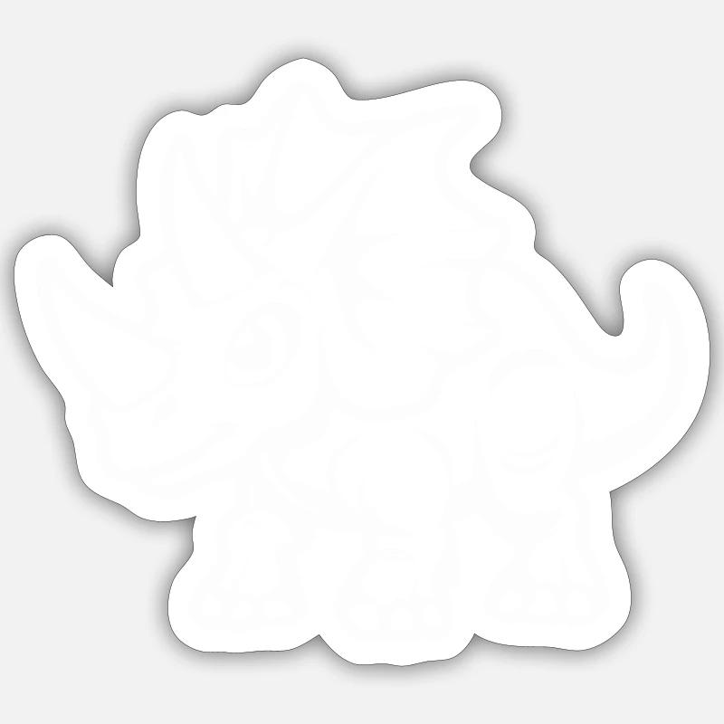 dinosaure Triceratops - Sticker taille S (10 x 10 cm) - blanc mat