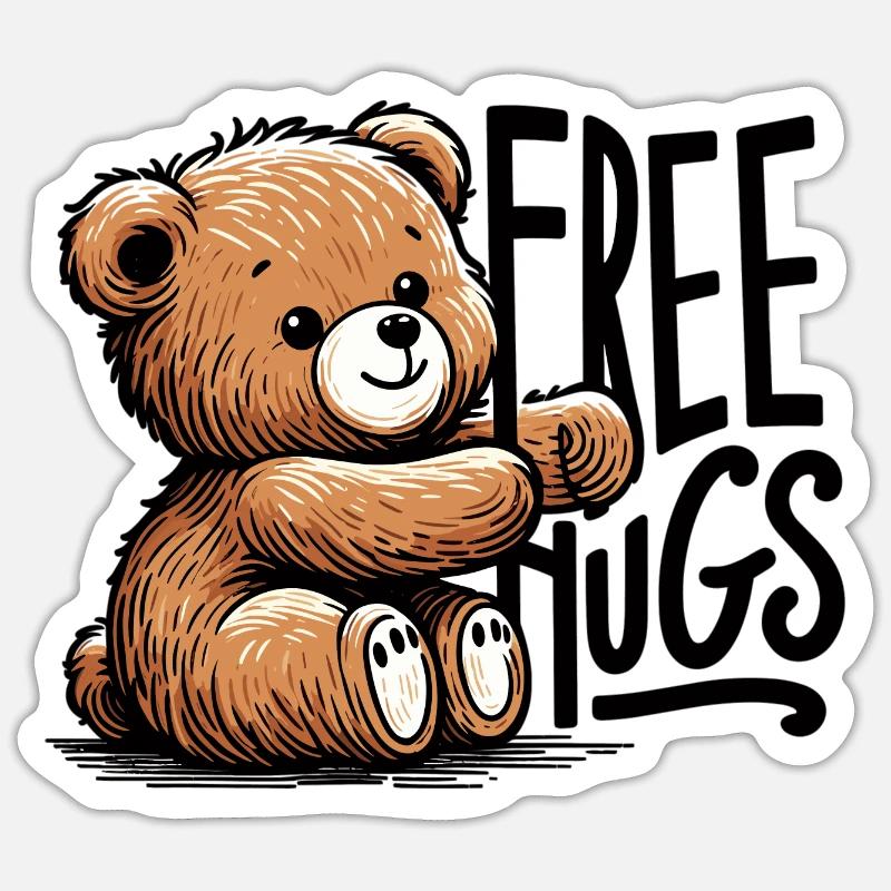 Teddy Gratis Umarmungen Geschenk - Sticker Größe S (10 x 10 cm) - Mattweiß