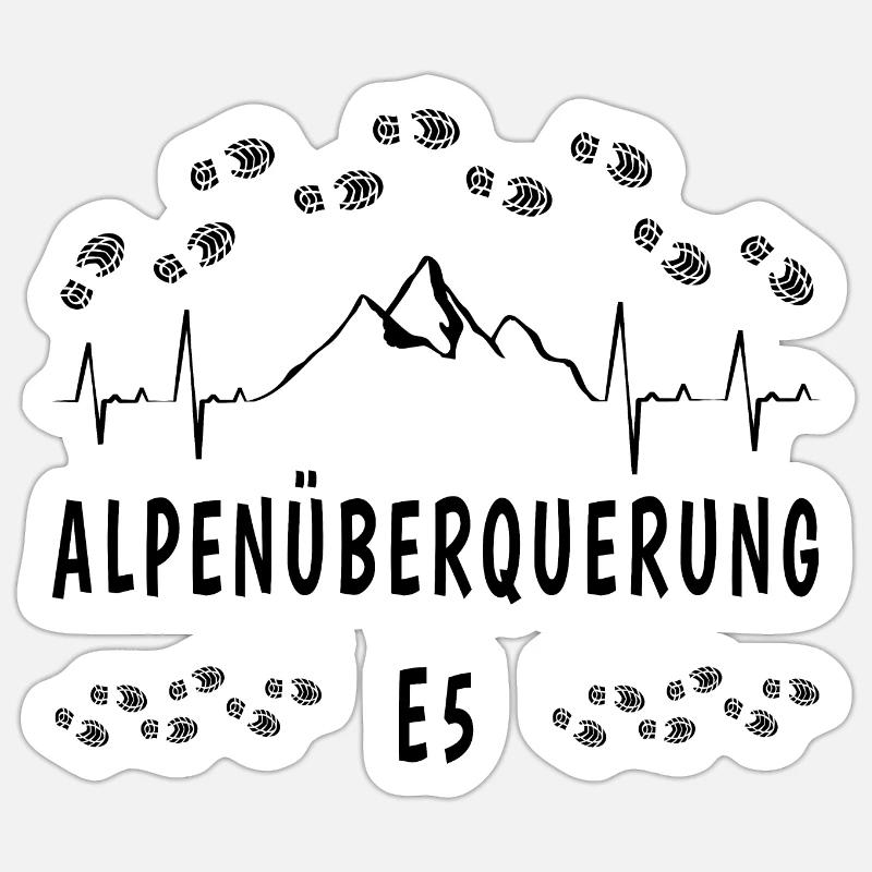 E5 Alpenüberquerung Sticker Größe S (10 x 10 cm)