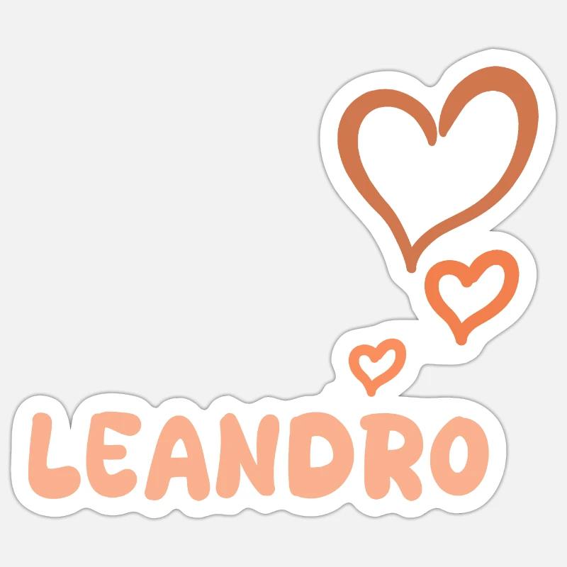Leandro - Sticker Größe S (10 x 10 cm) - Mattweiß