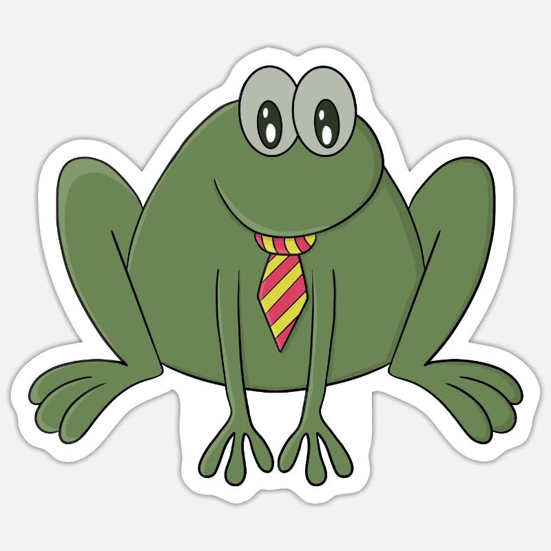 Frog with a tie - Sticker size S (10 x 10 cm) - white matte
