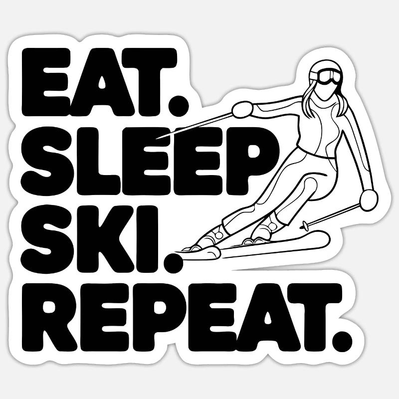 Ski Sign with Inspirational Text - Sticker size S (10 x 10 cm) - white matte