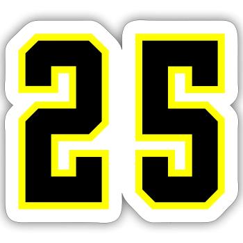 25 Number Jersey - Sticker size S (10 x 10 cm) - white matte - Front