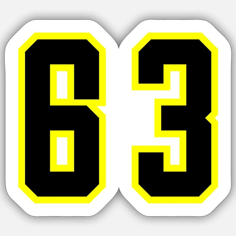 Maillot à numéros 63 - Sticker taille S (10 x 10 cm) - blanc mat