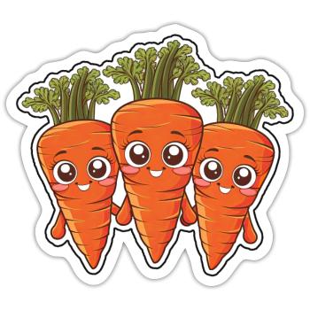 Karla, Kalle et Kim – Les amis de la carotte - Sticker taille S (10 x 10 cm) - blanc mat - Devant