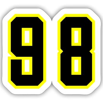 98 Number Leotard - Sticker size S (10 x 10 cm) - white matte - Front
