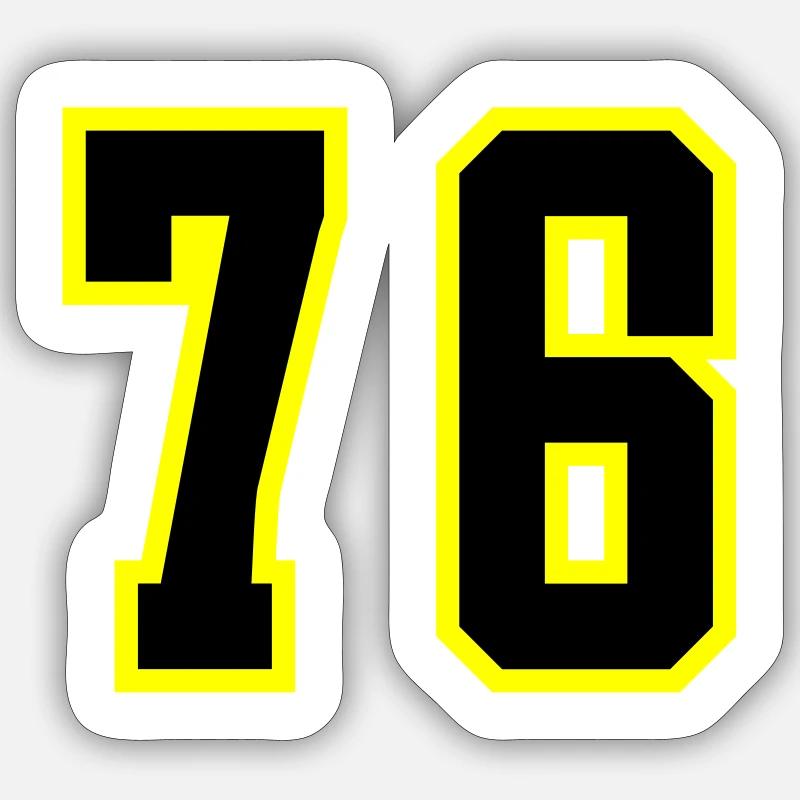 76 Number Leotard - Sticker size S (10 x 10 cm) - white matte