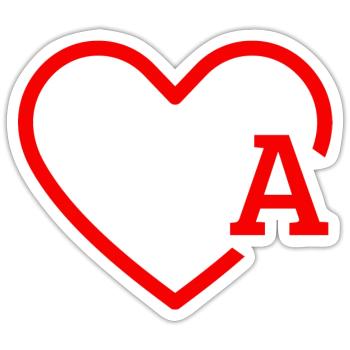 Roter Herz-Buchstabe - Sticker Größe S (10 x 10 cm) - Mattweiß - Vorne