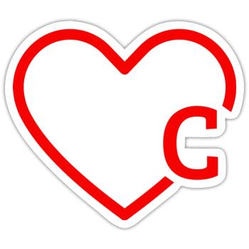 Buchstabe C Rotes Herz - Sticker Größe S (10 x 10 cm) - Mattweiß - Vorne