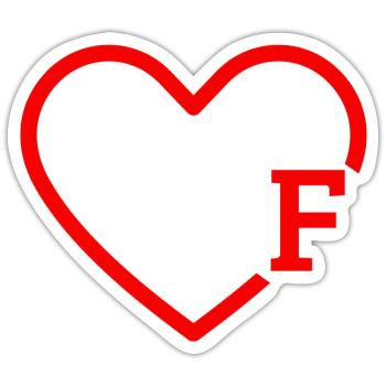Buchstabe F Rotes Herz - Sticker Größe S (10 x 10 cm) - Mattweiß - Vorne