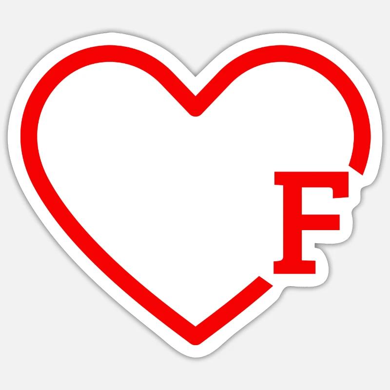 Buchstabe F Rotes Herz Sticker Größe S (10 x 10 cm)