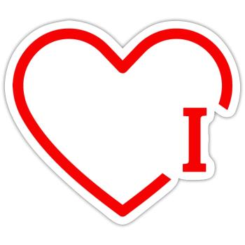 Buchstabe I Rotes Herz - Sticker Größe S (10 x 10 cm) - Mattweiß - Vorne
