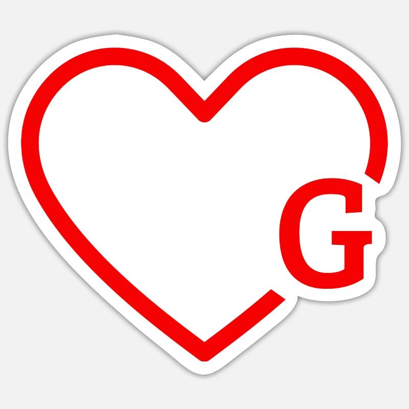 letter g red heart - Sticker size S (10 x 10 cm) - white matte
