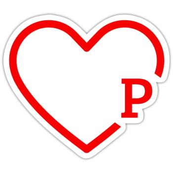 Buchstabe P Rotes Herz - Sticker Größe S (10 x 10 cm) - Mattweiß - Vorne