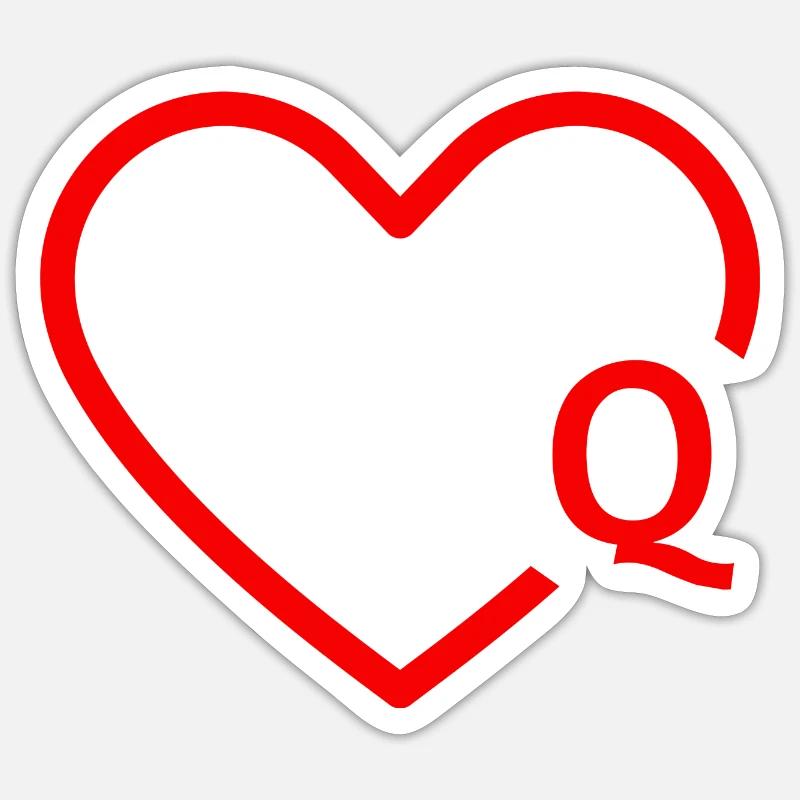lettre q cœur rouge - Sticker taille S (10 x 10 cm) - blanc mat