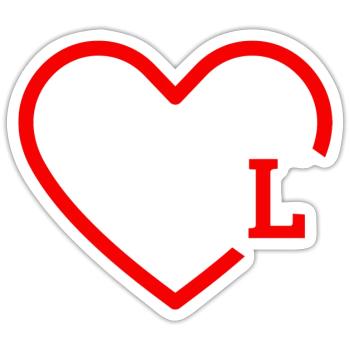 Buchstabe L Rotes Herz - Sticker Größe S (10 x 10 cm) - Mattweiß - Vorne