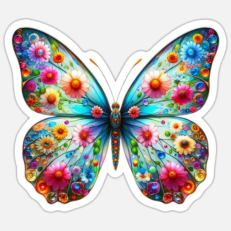 Papillon - Sticker taille S (10 x 10 cm) - blanc mat