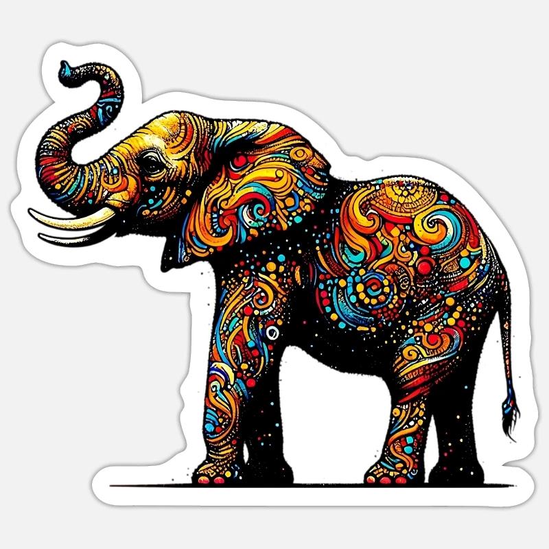 Elefant - Sticker Größe S (10 x 10 cm) - Mattweiß