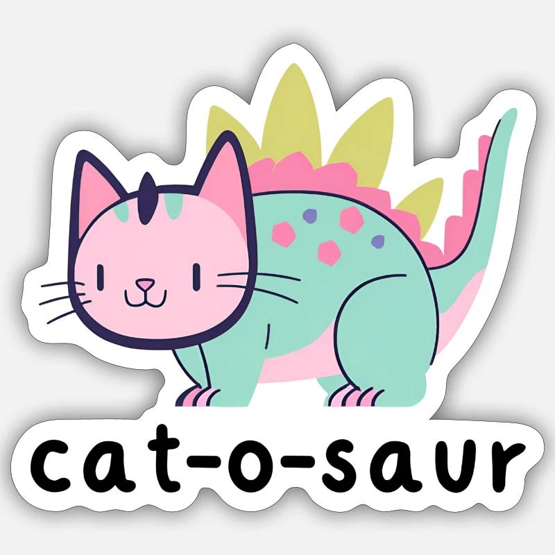 Cat-O-Saur - Sticker Größe S (10 x 10 cm) - Mattweiß