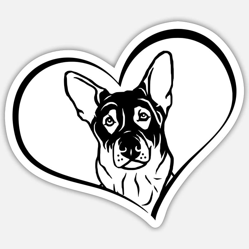 German Shepherd in the heart - Sticker size S (10 x 10 cm) - white matte