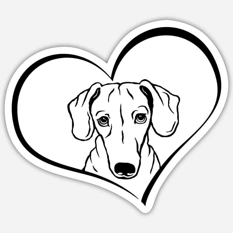 Teckel dans le cœur Sticker taille S (10 x 10 cm)