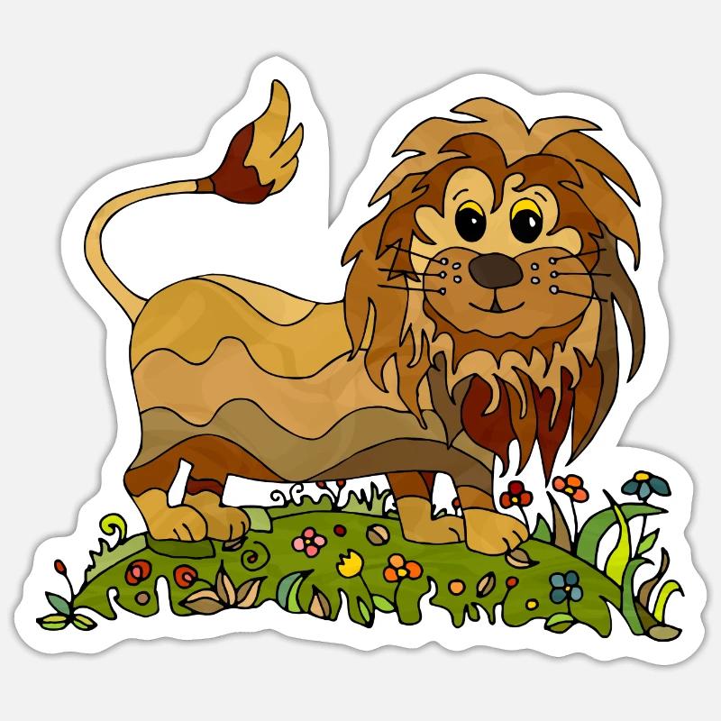 Löwe - Sticker Größe S (10 x 10 cm) - Mattweiß