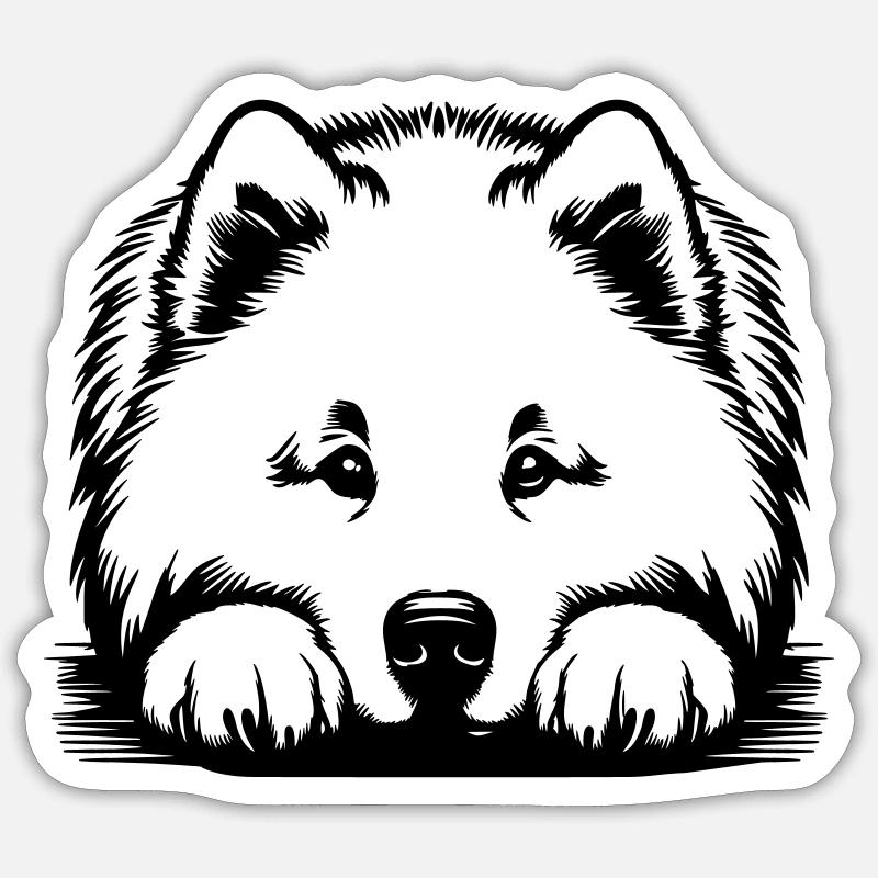 Samoyed head with paws Sticker size S (10 x 10 cm)