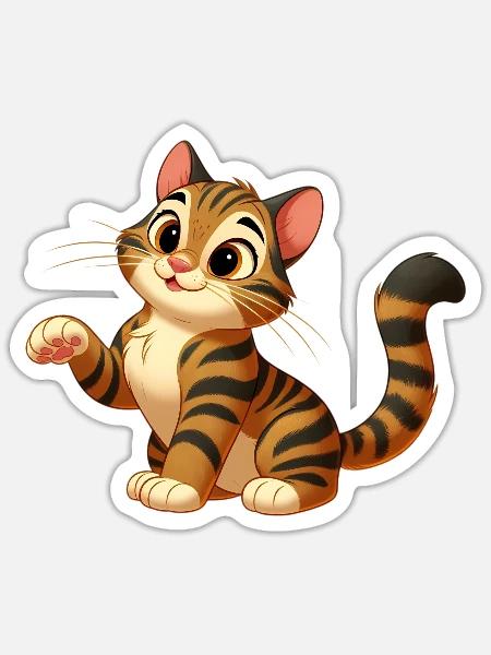 Katze Tiger 3 - Sticker Größe S (10 x 10 cm) - Mattweiß
