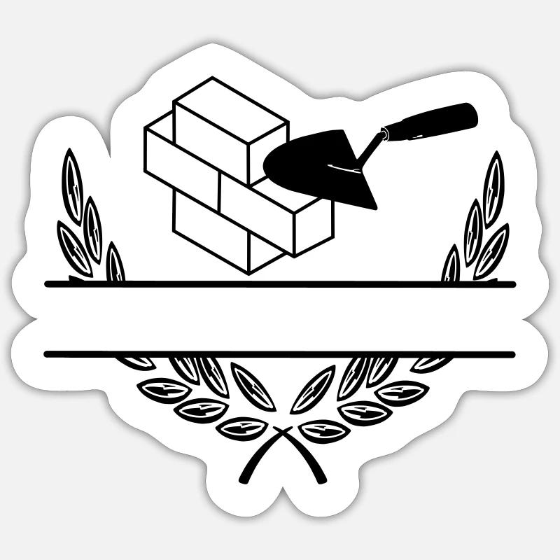 Trofel et pierres de construction en couronne de laurier - Sticker taille S (10 x 10 cm) - blanc mat