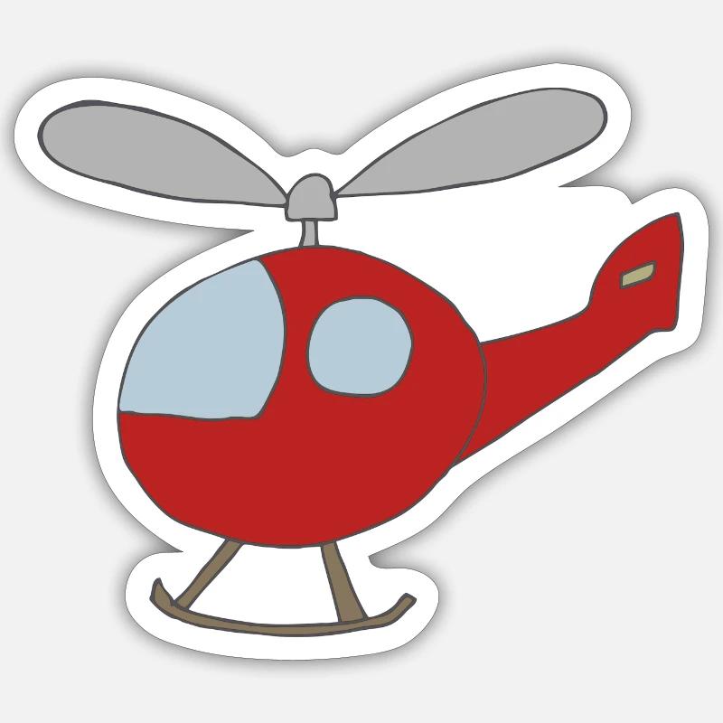hélicoptère - Sticker taille S (10 x 10 cm) - blanc mat