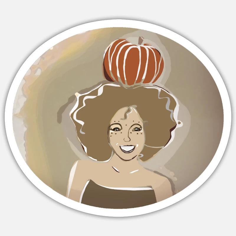 Herbstkürbis - Sticker Größe S (10 x 10 cm) - Mattweiß