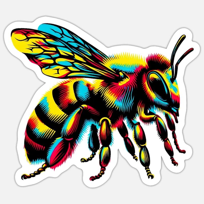 Abeille - Sticker taille S (10 x 10 cm) - blanc mat