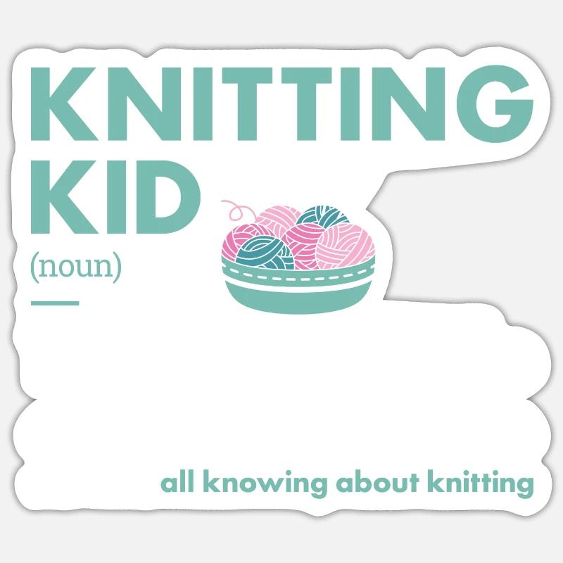 Knitter Kid Definition Knitting - Sticker Größe S (10 x 10 cm) - Mattweiß