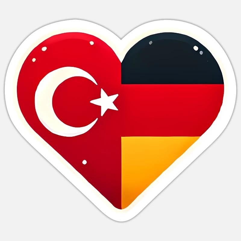 TurkishGerman Heart Flag Unity Sticker size S (10 x 10 cm)