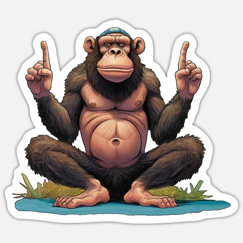 Yogi Monkey Sticker size S (10 x 10 cm)