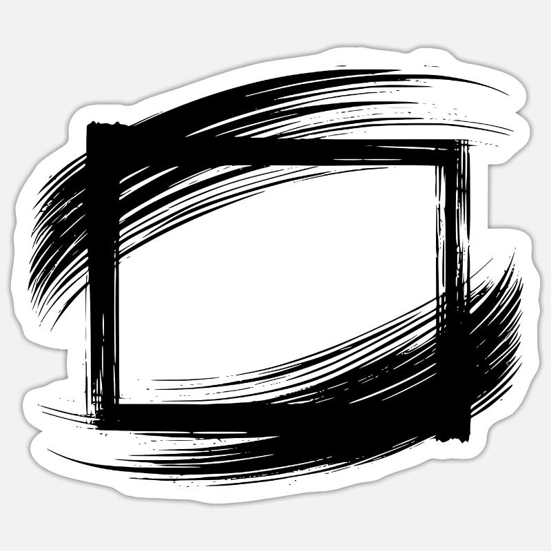 brushstroke frame - Sticker size S (10 x 10 cm) - white matte