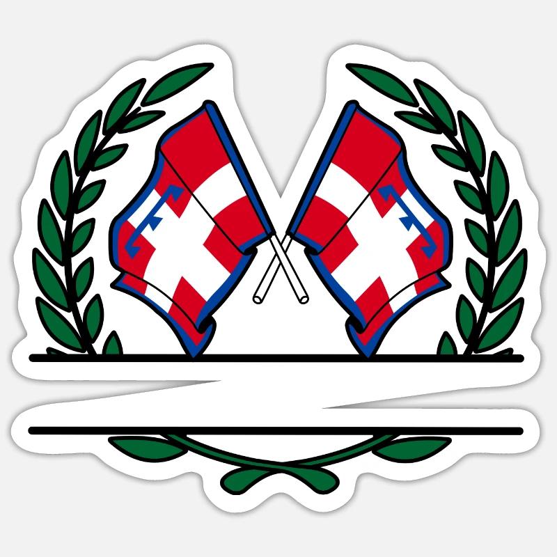 Drapeaux Piémont couronne de laurier bannière Sticker taille S (10 x 10 cm)