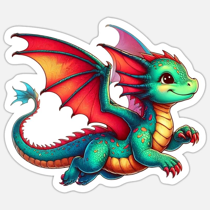 Dragon - Sticker taille S (10 x 10 cm) - blanc mat