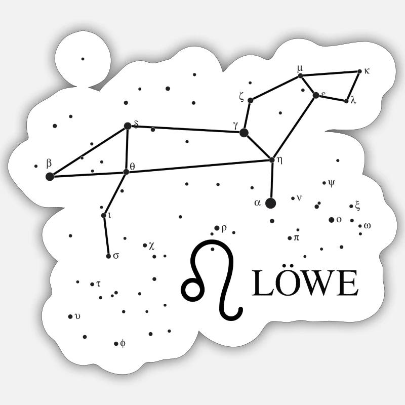 Sternzeichen Löwe mit Sternbezeichnungen Sticker Größe S (10 x 10 cm)