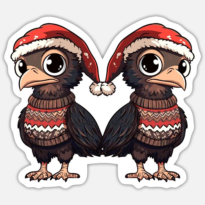 Équipe de Noël Harpie-Oiseau - Sticker taille S (10 x 10 cm) - blanc mat