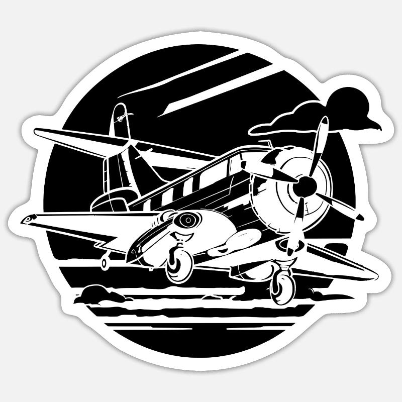 Dessin de l’avion de l’hélice - Sticker taille S (10 x 10 cm) - blanc mat