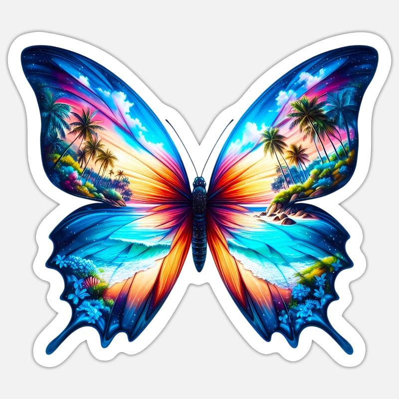 Papillon - Sticker taille S (10 x 10 cm) - blanc mat