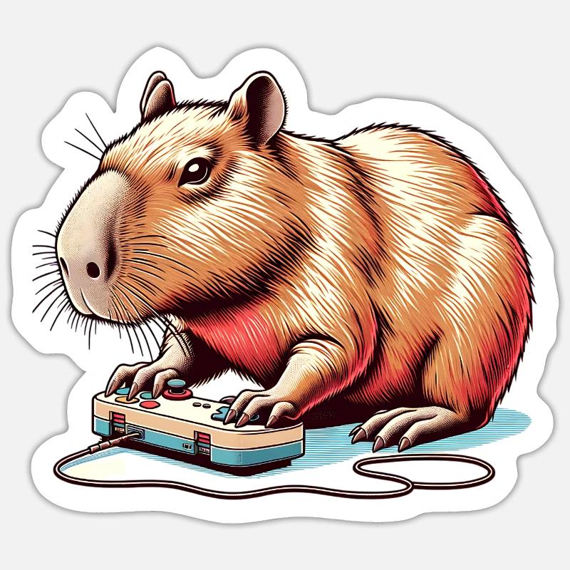 Capybara Nerd du jeu Sticker taille S (10 x 10 cm)