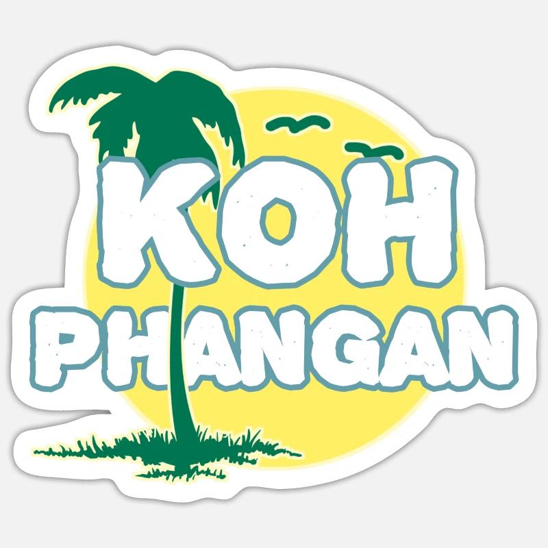 Full Moon Palm Tree K8h Phangan - Sticker size S (10 x 10 cm) - white matte
