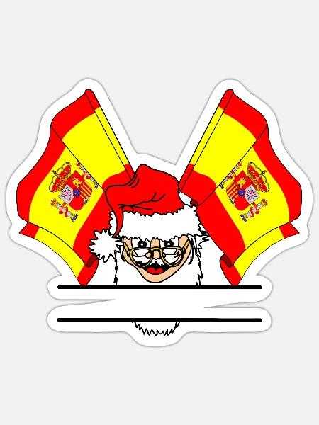 Weihnachtsmann Bammer Flaggen von Spanien - Sticker Größe S (10 x 10 cm) - Mattweiß