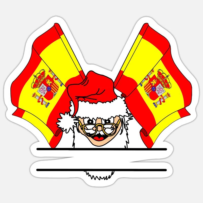 Weihnachtsmann Bammer Flaggen von Spanien - Sticker Größe S (10 x 10 cm) - Mattweiß