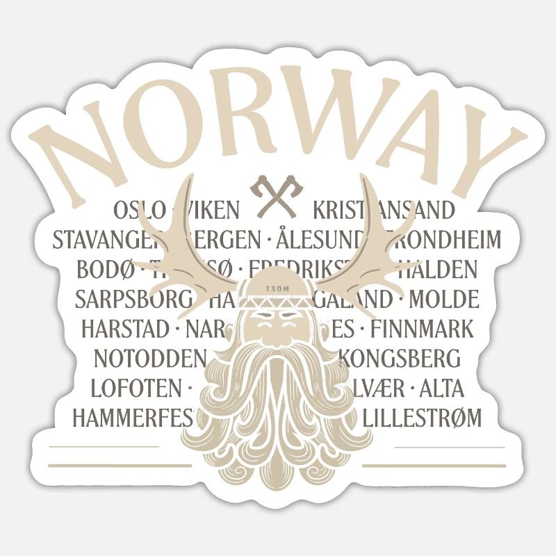 Norway - Viking Beard - Moose - Sticker Größe S (10 x 10 cm) - Mattweiß